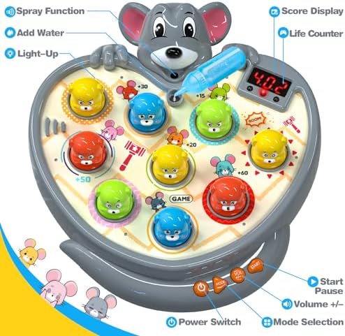 Toys for Ages 2-4,2 Year old Boy Birthday Gift,with Spray 2 Hammers,5 Game Modes,9 Music & Light Interactive Educational Early Learning Toddlers Toys,Birthday Gifts for 2 3 4 Year Old Boy Toys