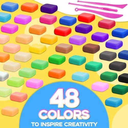 Air Dry Clay - 120 Pack Modeling Clay Kit with 3 Sculpting Tools,Safe & Non-Toxic,DIY Magic Toys Gifts for Boys,Girls,Kids - 48 Colors