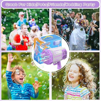 Bubble Gun, 69 Holes Bubble Machine Bubbles Kids Toys for Boys Girls Age 3 4 5 6 7 8 9 10 11 12 Year Old, Summer Outdoor Toy Birthday Wedding Party Favors