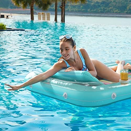 Inflatable Tanning Pool Lounger Float - Jasonwell 4 in 1 Sun Tan Tub Sunbathing Pool Lounge Raft Floatie Toys Water Filled Tanning Bed Mat Pad for Adult Blow Up Kiddie Pool Kids Ball Pit Pool (L)