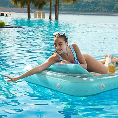 Inflatable Tanning Pool Lounger Float - Jasonwell 4 in 1 Sun Tan Tub Sunbathing Pool Lounge Raft Floatie Toys Water Filled Tanning Bed Mat Pad for Adult Blow Up Kiddie Pool Kids Ball Pit Pool (L)