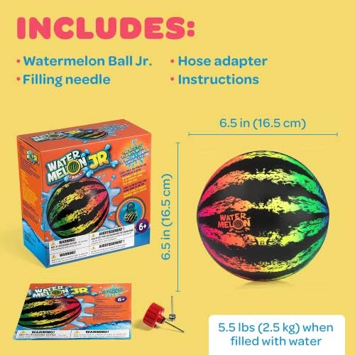 Watermelon Ball JR - Pool Toy for Underwater Games - Durable Ball for Pool Football, Basketball & Rugby - Perfect for Water Parties - Fun for Adults & Kids Alike - Fillable Pool Ball - Ages 6+