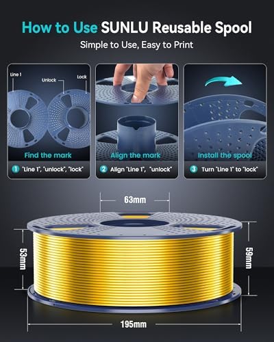SUNLU 3D Printer Silk Filament,Shiny Silk PLA Filament 1.75mm, Smooth Silky Surface, Great Easy to Print for 3D Printers, Dimensional Accuracy +/- 0.02mm, Silk Red Copper 1KG