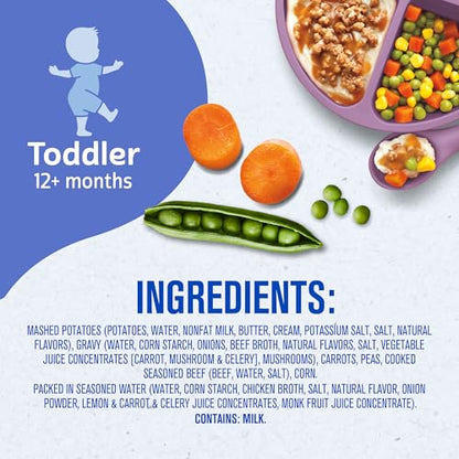 Gerber Toddler Food, Mashed Potatoes & Beef in Gravy, Mealtime for Toddler, 8PK