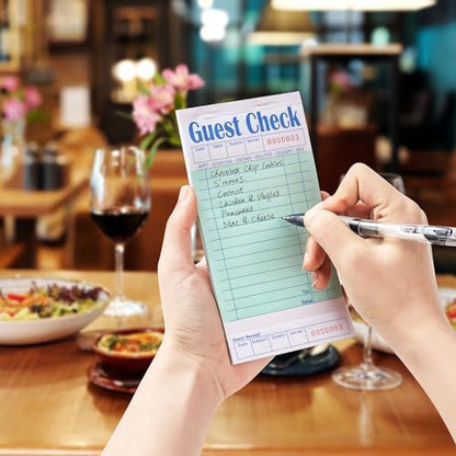 48 Pack Green Guest Checks Books for Servers Server Note Pads, Waiter Checkbook, Waitress Notepad for Restaurants, Paper Checks 50 Sheets/Pack, 2400 Total Tickets