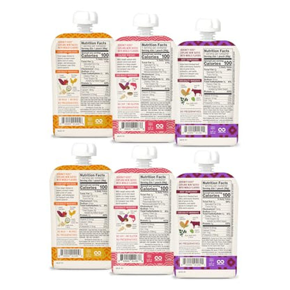 Serenity Kids 7+ Months World Explorers Stage 2 Baby Food Pouches - BPA-Free Pouches - Organic Meat & Veggie Puree with Ethically Sourced Beef - 3.5 Oz, 6 Pack