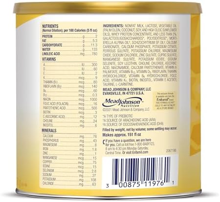 Enfamil Infant Formula, Milk-based Baby Formula with Iron, Omega-3 DHA & Choline, Powder Can, 21.1 Oz (Pack of 4)