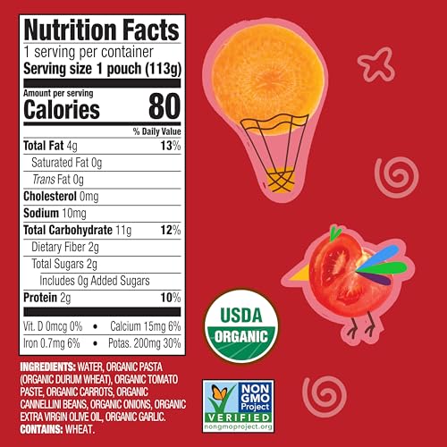 Earth's Best Organic Pasta Marinara with Veggies Pouch, 4 oz (Pack of 12)