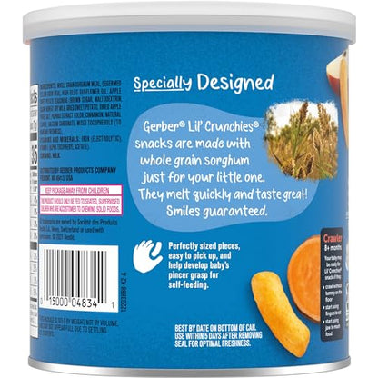 Gerber Stage 3 Baby Food Snacks, Apple Sweet Potato Lil' Crunchies, Snacks for Babies, Baby Led Feeding, 6-Pack