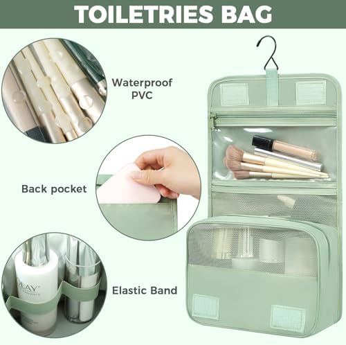 BAGAIL 4 Set/6 Set/8 Set Compression Packing Cubes Travel Accessories Expandable Packing Organizers(HalfMesh, 8-MatchaGreen)