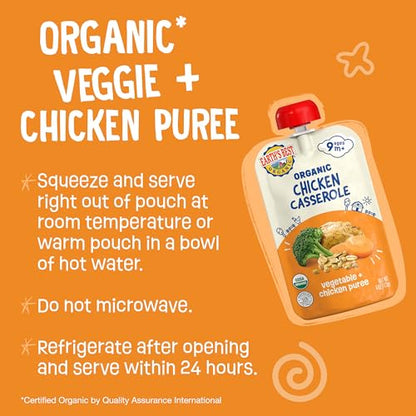 Earth's Best Organic Vegetable + Chicken Puree Chicken Casserole Pouch, 4 oz (Pack of 12)