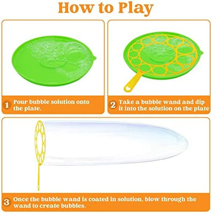 JOYIN Big Bubble Wands Set Bulk for Kids Summer Outdoor Toy Game Activity Party Favors, 18 Pcs Giant Bubble Maker with Tray, 12" Large, 6 Pcs Solution Suitable for All Age People