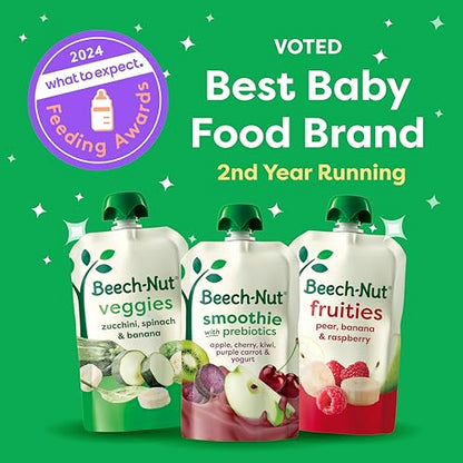Beech-Nut Baby & Toddler Food Pouches with Prebiotic Fiber, Carrot Apple & Sweet Potato, 3.5 oz (12 Pack)