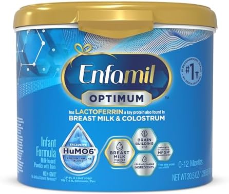 Enfamil Optimum (Enspire), Our Closest Formula to Breast Milk, Immune-Supporting Lactoferrin and Brain-Supporting DHA Baby Formula, Powder 20.5 Oz Tub