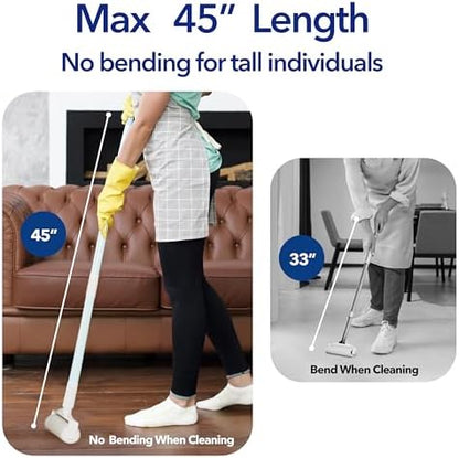 Large Lint Rollers for Carpet, 9.45'' Sticky Rollers for Floor with 360 Sheets, Extendable Long Handle Sticky Mop for Cleaning Couch, Curtains, Cars, Clothing, and Pet Hair