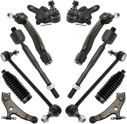 TRQ Front Steering & Suspension Kit Ball Joint Control Arm Steering Rack & Pinion Bellow Sway Bar Stabilizer Link Tie Rod Compatible with 2008-2019 Toyota Highlander