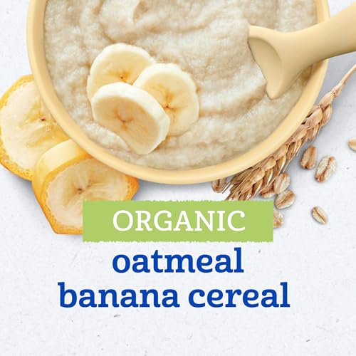 Gerber Baby Cereal Organic 2nd Foods, Grain & Grow, Oatmeal Banana, 8 Ounce (Pack of 6)
