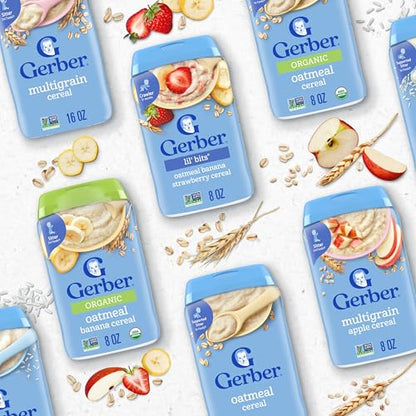 Gerber Stage 2 Baby Food, Multigrain Apple Cereal, Whole Grains, Baby Cereal, 6PK