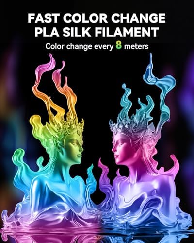 SUNLU Silk Rainbow PLA Filament, Multicolor Silk 3D Printer Filament 1.75mm +/- 0.02mm, Fast Color Change Each 8 Meters, 330 Meters, 1kg/2.2lbs, Silk Rainbow Filament(Pink-Yellow-Blue-Green)