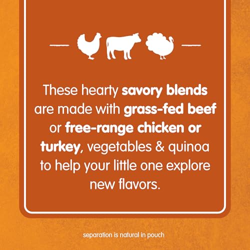 Happy Baby Organics Savory Blends Stage 3 Baby Food Puree, Meats & Veggies 3 Flavor Variety Pack (Pack of 8), Amazon Exclusive