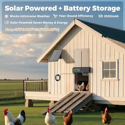 Automatic Chicken Coop Door Solar Powered with Remote Control, Timer and Light Sensor, 4 Modes, Color LCD Display, Aluminum Chicken Door with Adjustable Anti-Pinch