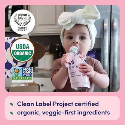 Cerebelly Baby Food Pouches – Organic Veggie Purees for Toddlers | No Added Sugar, Fiber, Non-GMO | Blended Toddler Pouches | 4 Ounce BPA-Free Pouch | Spinach Apple Sweet Potato | 12 Count
