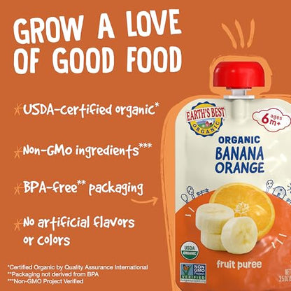 Earth's Best Organic Banana Orange Pouch, 3.5 oz (Pack of 12)