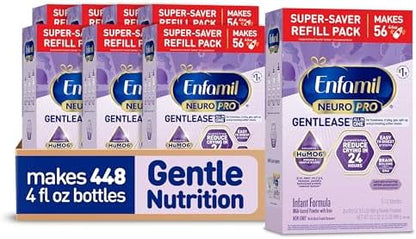 Enfamil NeuroPro Gentlease Baby Formula, Brain Building DHA, HuMO6 Immune Blend, Designed to Reduce Fussiness, Crying, Gas & Spit-up in 24 Hrs, has Prebiotics to Promote Softer Stools, Baby Milk, 35.2 Oz (Pack of 4)