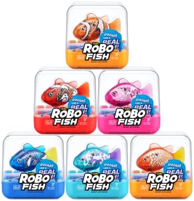 Robo Alive Robo Fish Robotic Swimming Fish (Pink + Golden) by ZURU Water Activated, Changes Color, Comes with Batteries, Amazon Exclusive (2 Pack) Series 3