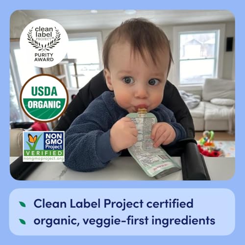 Cerebelly Baby Food Pouches – Organic Dairy Free Smoothies for Toddlers | No Added Sugar, Fiber, Non-GMO | Baby Smoothie Pouches | 4 Ounce BPA-Free Pouch | Purple Carrot Blueberry Smoothie | 12 Count
