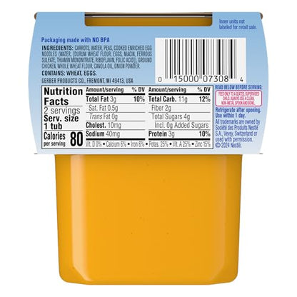 Gerber Baby Food 2nd Foods, Dinner, Chicken Noodle Puree, 4 Ounce Tubs, 2-Pack (Pack of 8)