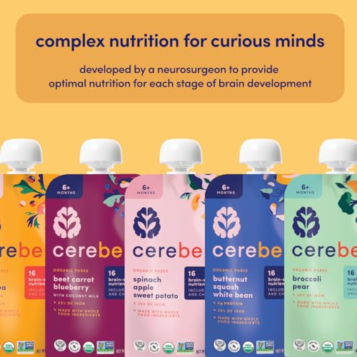 Cerebelly Organic Baby Food Pouches – Organic Veggie Purees for Toddlers | No Added Sugar, Fiber, Non-GMO | Blended Toddler Food | 4oz BPA-Free Baby Food | Carrot Pumpkin | 12 Count