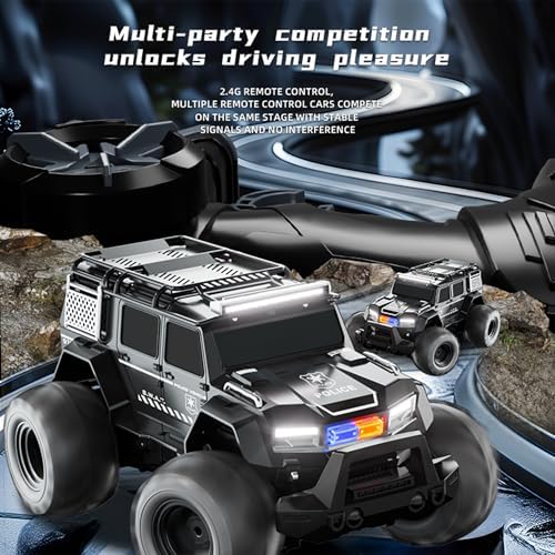 Threeking 1:14 Waterproof Rc Police Cars Amphipious Remote Control Car SUV Truck Indoor Outdoor Toys with Police-Siren Lights for 6 7 8 9 10 11 12 Year Old Kids Boys Girls Gifts Presents