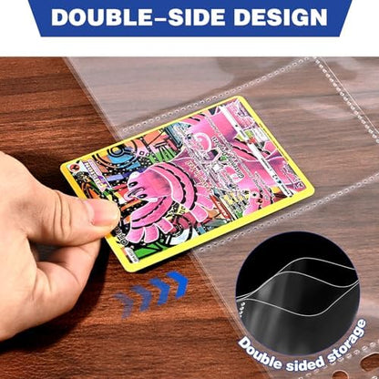 400 Pack 9 Pocket Double Side Card Sleeves Binder Sheets, Holds 7200 Cards, Trading Card Binder Sleeves for 3 Ring Binder, Card Sleeve Pages for Baseball, Football, Business, TCG, Kpop Cards