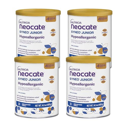 Nutricia Neocate Syneo Junior - Hypoallergenic, Dairy-free, Amino Acid-Based Formula for 1+ Years - For Toddlers, Kids & Teens - Powdered Formula- Syneo Junior - 14.1 oz can (Case of 4)