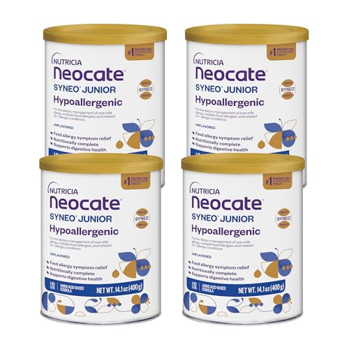 Nutricia Neocate Syneo Junior - Hypoallergenic, Dairy-free, Amino Acid-Based Formula for 1+ Years - For Toddlers, Kids & Teens - Powdered Formula- Syneo Junior - 14.1 oz can (Case of 4)