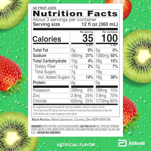 Pedialyte AdvancedCare Plus Electrolyte Hydration Drink, Has 33% More Electrolytes and Has PreActiv Prebiotics, Kiwi Berry Mist, 1 Liter, Pack of 4