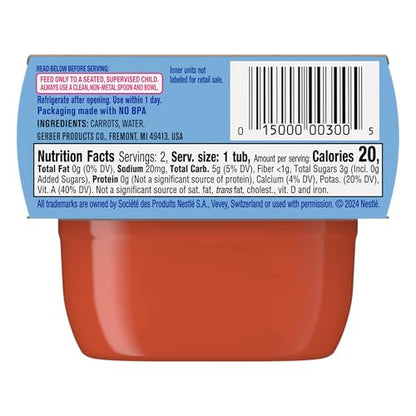 Gerber 1st Foods Baby Food, Carrot Puree, Natural & Non-GMO, 2 Oz - 2 Count (Pack of 8)