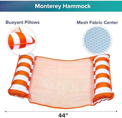 Aqua 4-in-1 Monterey Hammock Pool Float & Water Hammocks, 1-2-3-4 Multipacks – Multiple Colors/Styles – for Adults and Kids Floating
