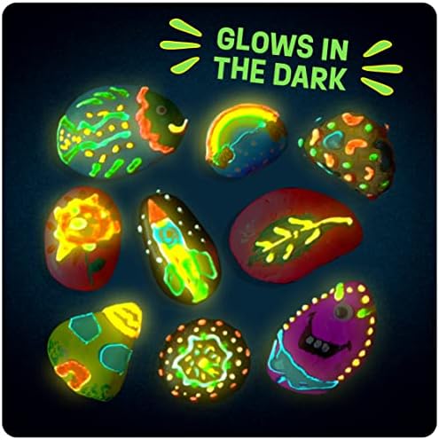 Dan&Darci Kids Rock Painting Kit - Glow in The Dark - Arts & Crafts Gifts for Boys and Girls Ages 6-12 - Craft Activities Kits - Creative Art Toys for 6, 7, 8, 9, 10, 11 & 12 Year Old Kid