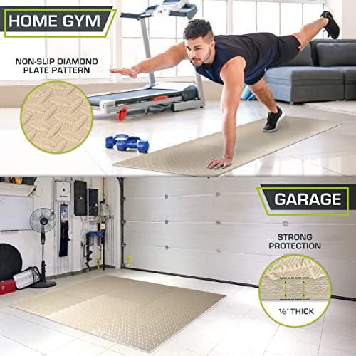 ProsourceFit Puzzle Exercise Mat ½ in, EVA Interlocking Foam Floor Tiles for Home Gym, Mat for Home Workout Equipment, Floor Padding for Kids