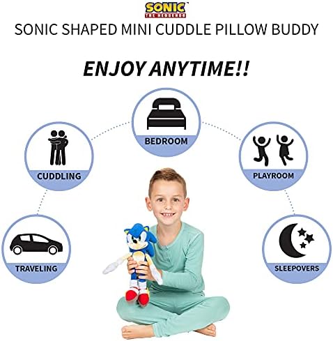 Franco Kids Bedding Super Soft Plush Mini Cuddle Pillow Buddy, One Size, Sonic The Hedgehog