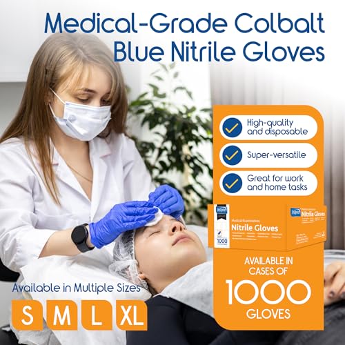 Inspire Nitrile Gloves Medical Examination | 4.5 Grade The Original Quality Stretch Cobalt Blue | Disposable Latex Free Case of 1000 (Size M)