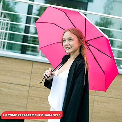 REPEL Windproof Travel Umbrella - Compact & Withstands Winds up to 85MPH , Strongest Premium Auto Folding Umbrella for Rain and Sun - Durable, Light & Portable for Women & Men , Fits Backpack & Cars