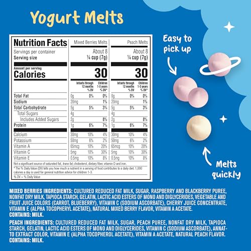 Gerber Baby Food, Baby Snacks, Discovery Pack, Teethers Strawberry Apple Spinach (2) and Yogurt Melts Mixed Berries (2) Peach (2), Crawler (8+ Months) Variety Pack (Pack of 6)