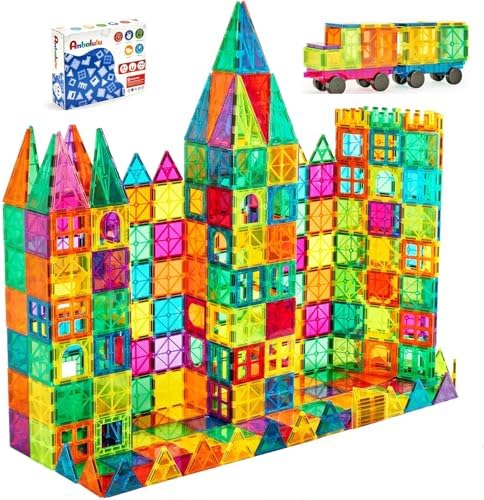 Magnetic Building Tiles, 134PCS Large Magnet Building Set,Magnetic Blocks, 3D STEM Stacking Toys, Magnets Toy for Kids Boys Girls