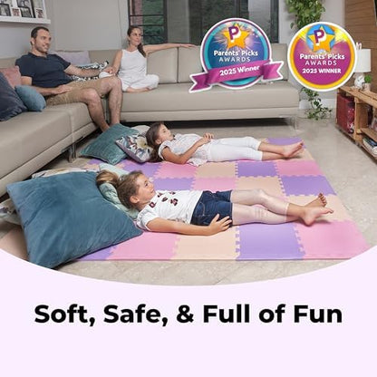 MioTetto Foam Floor Tiles for Kids - Non-Toxic Comfortable Baby Play Mat and Interlocking Foam Tiles, Fits with 74x74 Playpen Mat for Crawling & Development, Soft Play Mat for Babies 6-12 Months