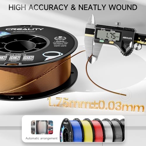 Official Creality PETG 3D Printer Filament 1.75mm 1KG (2.2lbs), High Precision Strong Toughness, Odorless Better Flow Moistureproof 3D Printing Ender Filament, Brown