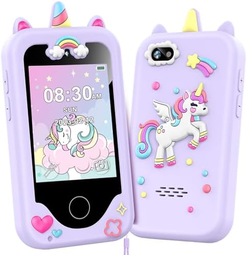 Kids Smart Phone for Girls, Christmas Birthday Gifts for Girls Age 3-10 Kids Toys Cell Phone, 2.8" Touchscreen Toddler Learning Play Toy Phone with Dual Camera, Game, Music Player, 8GB Card Purple