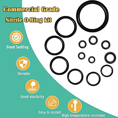 1540 Pcs 32 Size O-Rings Kit Nitrile Rubber O Ring Assortment with 4 Hook Set for Various Car Auto Vehicle Repair Plumbing Pressure Washer Air or Gas Sealing Connections Resist Oil and Heat